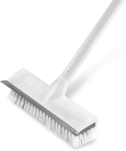 Miniatura 10 de BOOMJOY Cepillo de limpieza de suelo con mango largo de 57 pulgadas, cabeza de 12 pulgadas de ancho, raspador y cepillo 2 en 1, cerdas rígidas