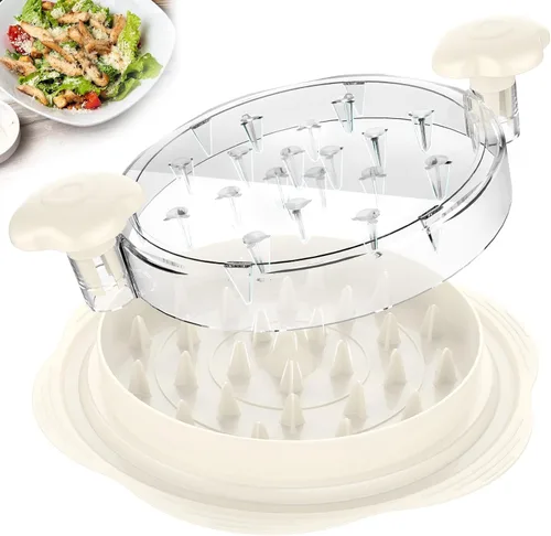 Miniatura 13 de SURETIVIAN Desmenuzadora de Pollo Desmenuzadora de Pechuga de Pollo Grande Herramienta Giratoria con Cepillo y Tenedor, Máquina Desmenuzadora de Rojo