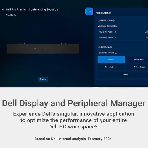 Miniatura 7 de Dell Pro Premium SB725 - Barra de sonido para conferencias SB725 - Controles de final/llamada/Bajar volumen/Equipo MS, indicador de estado LED