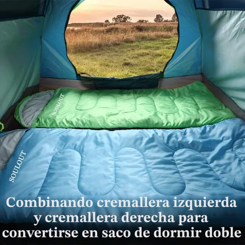 Miniatura 7 de Saco de dormir de 3 a 4 estaciones para adultos y niños, bolsa de camping ligera y cálida para clima frío con saco de compresión impermeable - Gris