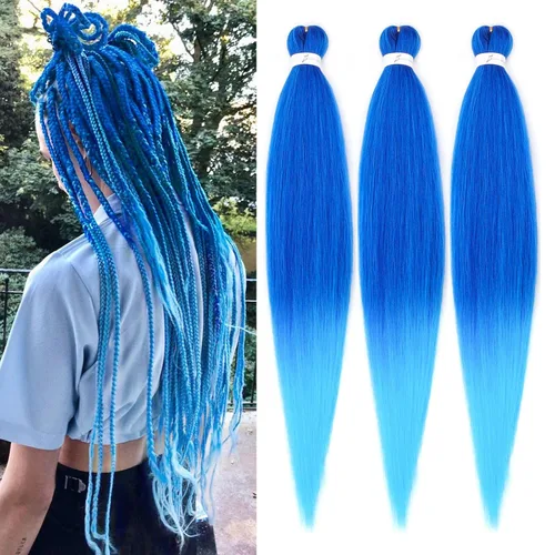 Miniatura 68 de Cabello trenzado marrón preestirado de 30 pulgadas, 3 paquetes de cabello trenzado preestirado de color 30 EZ, textura Yaki, extensiones de cabello