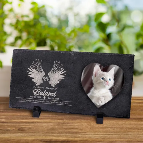 Miniatura 30 de Farfume Piedras conmemorativas personalizadas para mascotas con foto y texto Marcadores personalizados para tumbas para mascotas Lápidas