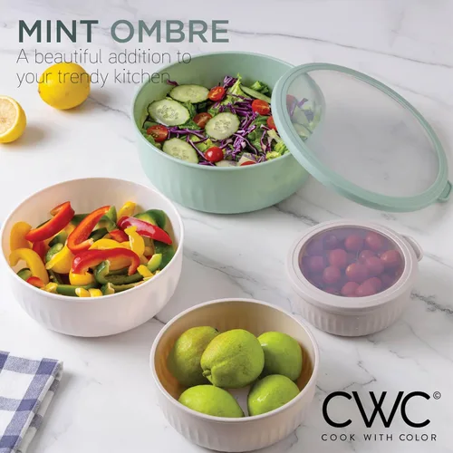 Miniatura 77 de COOK WITH COLOR Tazones de preparación con tapas - Juego de tazones pequeños de mezcla de plástico anchos y profundos anidables con tapas, juego