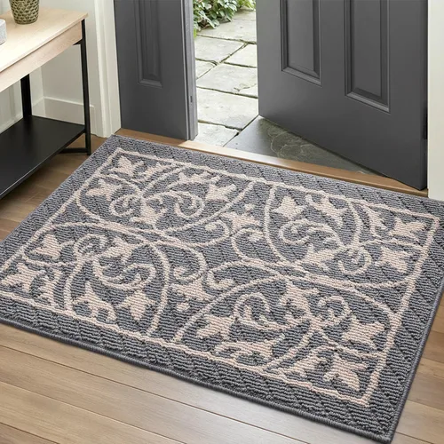 Miniatura 18 de DEXI Felpudo para puerta frontal del pasillo, alfombra de bienvenida interior, delgada de bajo perfil, antideslizante y lavable, para atrapar