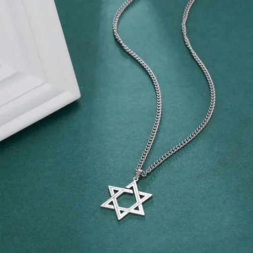 Miniatura 16 de EUEAVAN Collar con dije de estrella de David contra el mal de ojo de seis puntas con dije de estrella de David, hexagrama demoníaco religioso