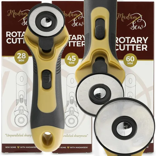 Miniatura 4 de Madam Sew Cortador rotativo de 1.102 in para tela Herramienta de corte de tela de precisión con hoja de acero de tungsteno y protector