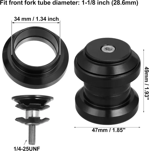 Miniatura 4 de X AUTOHAUX 1.339 in 1-1/8 "Auriculares de bicicleta sin rosca Combo Bike Auriculares externos sin rosca Rodamientos de cartucho sellado MTB Road