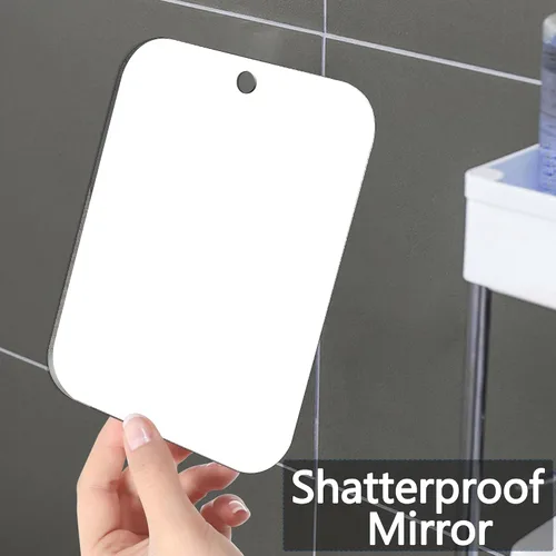 Miniatura 7 de Espejo de ducha inastillable sin niebla para espejo de afeitado (mediano, 5.52 x 3.32 pulgadas), pequeño espejo de tocador para colgar en la pared