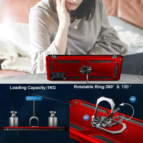 Miniatura 5 de LUMARKE Funda para Galaxy A51 4G con protector de pantalla, supera los 16 pies, probada en caídas, de grado militar, con soporte de anillo Rojo
