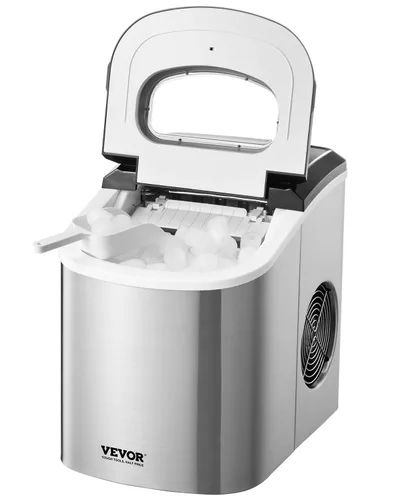 VEVOR Máquina de hielo para encimera, 9 cubos listos en 6 minutos, 33 libras en 24 horas, máquina de hielo portátil autolimpiante con cuchara de