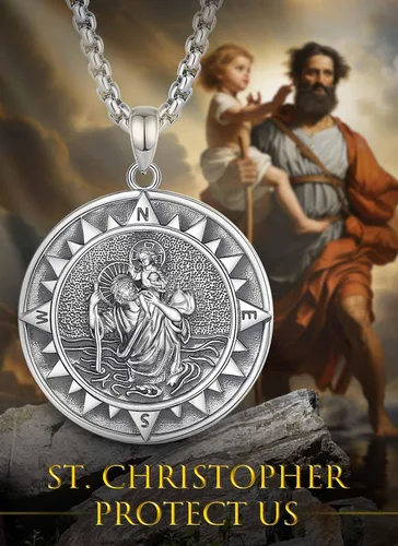 Miniatura 57 de CELESTIA Medallas de plata de ley 925 San Miguel/San Cristóbal/San Benito/San Gabriel/Virgen María/Jesús/Caravaca/Metatrón/Sello de los Siete