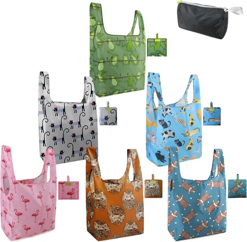 Miniatura 60 de BeeGreen 12 paquetes de bolsas reutilizables de flores, bolsas reutilizables extragrandes de 50 libras, lindo diseño floral, bolsas plegables