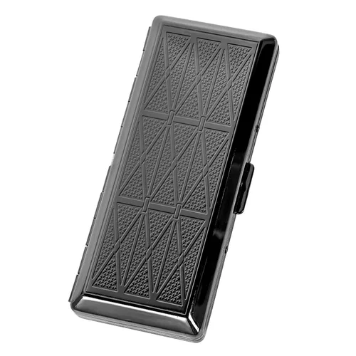 Hermosa y elegante caja de cigarrillos de metal simple para damas y hombres con capacidad para 10 cigarrillos de 3.937 in (pistola de hierba negro)