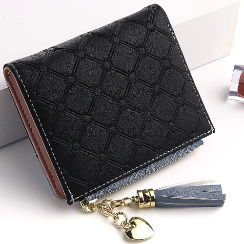 Miniatura 2 de Cartera para mujer, pequeña, compacta, plegable, cartera RFID, tarjetero para tarjetas de crédito, mini cartera de bolsillo plegable