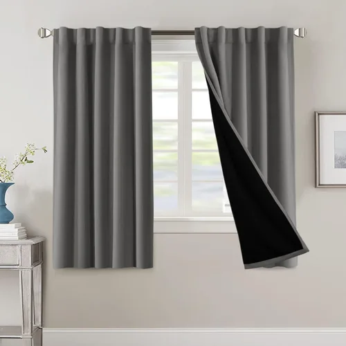 Miniatura 110 de H.VERSAILTEX Cortinas 100% opacas para dormitorio con forro negro, cortinas de oscurecimiento de habitación completa, con aislamiento térmico