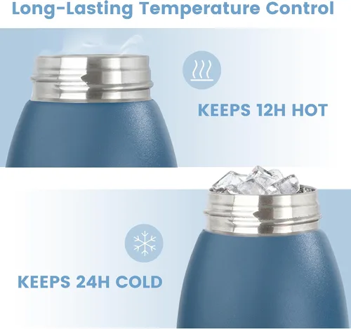 Miniatura 3 de Botella de agua de acero inoxidable aislada de 32 onzas con asa, botella de agua deportiva de doble pared a prueba de fugas, sin BPA, mantiene
