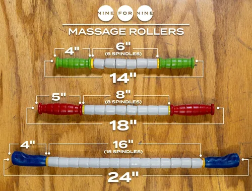 Miniatura 6 de Barra de masaje de 24 pulgadas, rodillo de masaje de husillo de mano, recuperación muscular de cuerpo completo y liberación miofascial