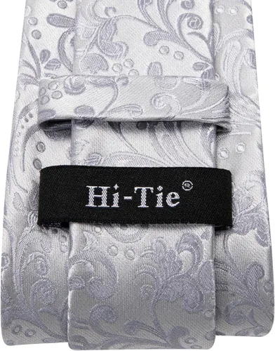 Miniatura 18 de Hi-Tie Corbatas de seda para hombre, diseño de cachemira a rayas, con bolsillo, gemelos cuadrados, conjunto formal de negocios
