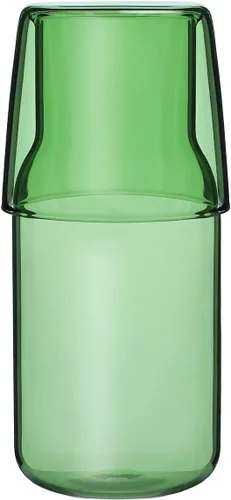 Miniatura 13 de Sizikato Jarra de agua de noche de 15 onzas de cristal rosa en relieve rosa con vaso de cristal. Rosa rosado