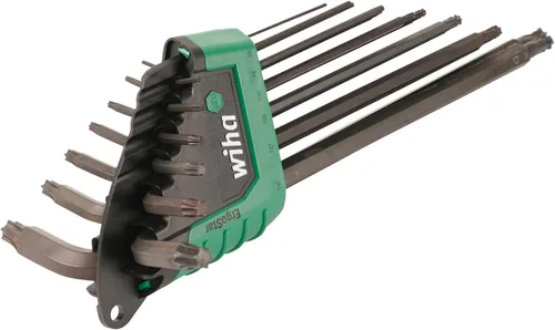 Miniatura 2 de Wiha 36689 ErgoStar Torx - Juego de llaves en L, 13 piezas, T5–T45, extremo de bola y estándar, soporte de apertura rápida automática, óxido negro