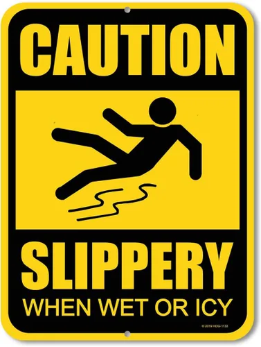 Honey Dew Gifts Letrero de advertencia y seguridad, con texto en inglés «Watch Your Step», «Caution Slippery When Wet or Ice» de 9 x 12 pulgadas,