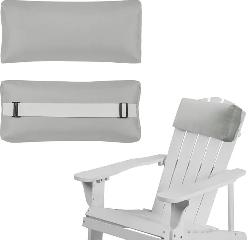 Juego de 2 fundas de almohada para silla reclinable al aire libre, con correa ajustable, resistente al agua, para patio, jardín, playa, piscina, Gris