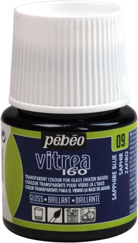 Miniatura 13 de Pebeo Vitrea 160 - Pintura para vidrio brillante, botella de 45 ml - Azul lapislázuli
