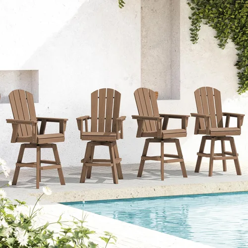 Miniatura 16 de SERWALL Silla de bar Adirondack giratoria de HDPE, silla Adirondack giratoria para balcón, taburetes de bar de altura de barra al aire libre