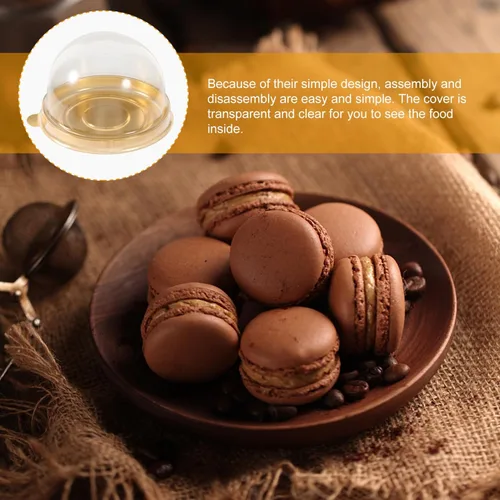 Miniatura 6 de Cabilock 50 piezas de plástico transparente mini caja para cupcakes titulares con tapa de cúpula de yema de huevo, hojaldre Mooncake contenedor