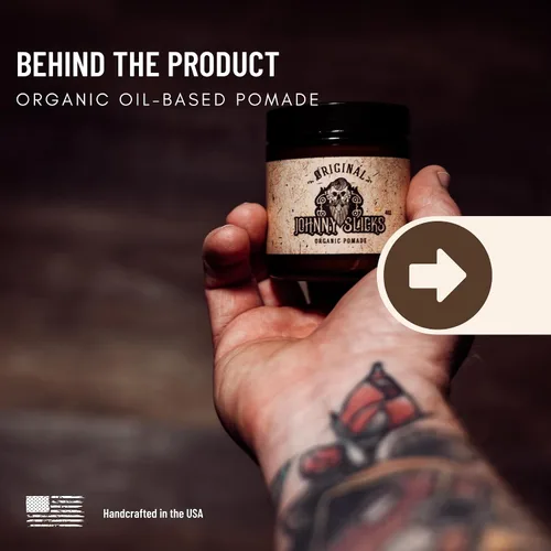 Miniatura 3 de Johnny Slicks Pomada a base de aceite Peinado orgánico para hombres, fijación baja a media Promueve el crecimiento saludable del cabello y ayuda