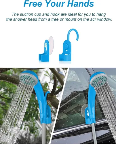 Miniatura 6 de innhom Ducha portátil para campamento, ducha al aire libre, bomba de ducha de campamento, eléctrica recargable portátil, alimentado por batería