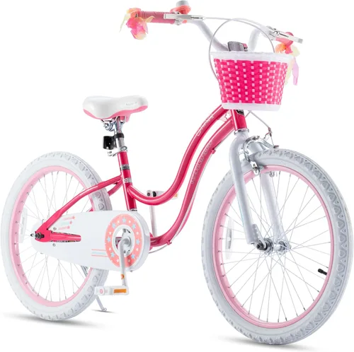 Miniatura 12 de Royalbaby Stargirl Bicicleta infantil de aventura al aire libre con soporte, asiento ajustable y cesta, 18 pulgadas, rosa [3] Rojo coral
