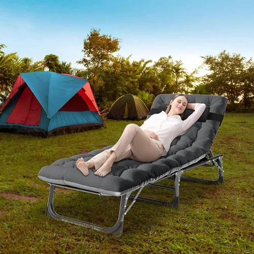 Miniatura 8 de DoCred - Cuna de camping plegable con colchón, paquete de 2 cunas plegables resistentes para adultos, cuna de dormir portátil para adultos, cama al