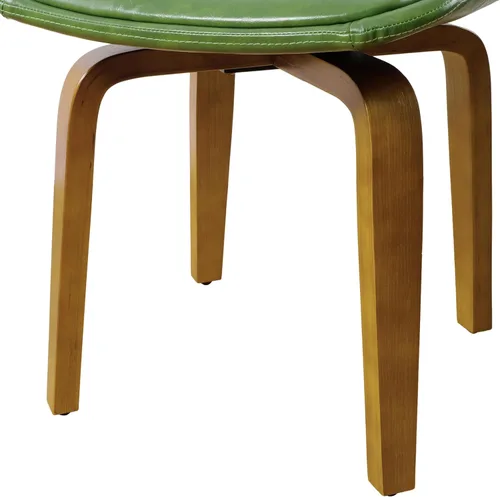 Miniatura 4 de Zouron Silla de escritorio sin ruedas, moderna silla de oficina de madera, silla de cuero sintético con brazo para sala de estar, dormitorio