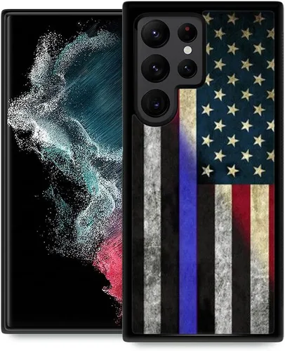 ZHEGAILIAN Funda para Samsung Galaxy S22 Ultra - Thin Blue Line American Flag Design, protección contra caídas para pantalla de 6,8 pulgadas