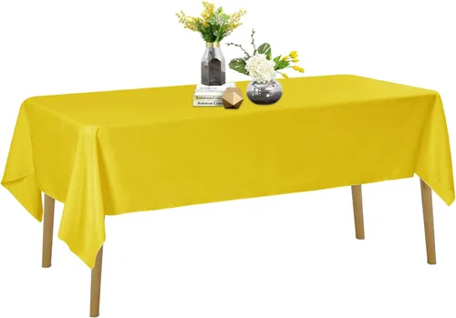 Miniatura 50 de Mantel de poliéster lavable de 90 pulgadas, resistente a las manchas y a las arrugas, mantel decorativo para mesa de comedor, fiestas de bufé y Negro