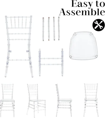 Miniatura 9 de Sillas Chiavari de acrílico transparente, juego de 4 sillas de comedor modernas, sillas fantasma para eventos de decoración para bodas, fiestas