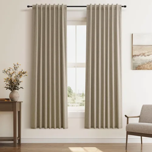 Miniatura 7 de Hokibero Cortinas de lino 100% opacas de 102 pulgadas de largo, juego de 2 paneles para oscurecer la habitación, lino térmico texturizado