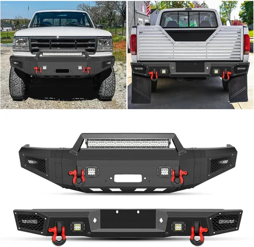 Miniatura 25 de BESTZHEYU Parachoques delantero compatible con F250 F350 F450 2017 2018 2019 2020 2021 2022 con placa de cabrestante y luces LED