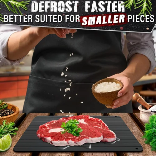 Miniatura 8 de Bandeja de descongelación para carne congelada de 11.6 x 8.2 pulgadas – Bandeja de descongelación de carne no eléctrica de aluminio para carne