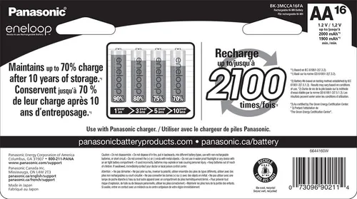 Miniatura 3 de Eneloop Panasonic BK-3MCCA16FA Cycle Ni-MH Baterías recargables precargadas, paquete de 16 baterías y baterías recargables precargadas Panasonic