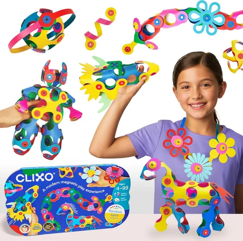 Miniatura 10 de Clixo Super Rainbow, paquete de 60 piezas, un versátil juguete magnético de construcción apto para viajes, diseño flexible para horas de diversión