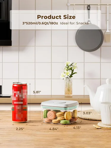 Miniatura 55 de Recipientes Herméticos Pop Apilables - Paquete de 2 Recipientes de Almacenamiento de Cereales con Tapas Herméticas, Recipientes Pop Up a Prueba
