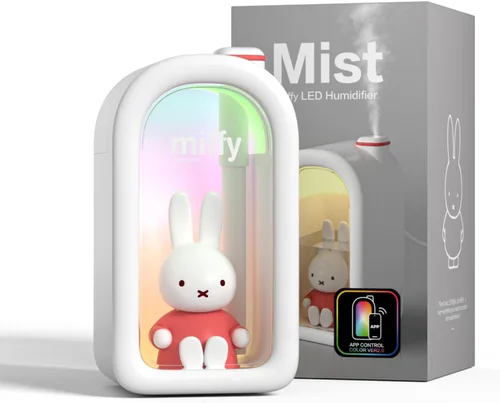 Miniatura 8 de Mipow X Miffy Humidificador de niebla fría - Humidificador ultrasónico silencioso, mini y lindo con luz nocturna para dormitorio/guardería de Rosa