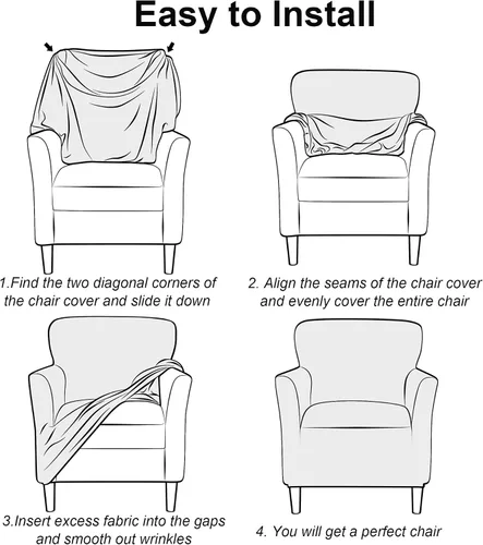 Miniatura 4 de LiveGo - Funda elástica para sillón de mediados de siglo moderno de 1 pieza, fundas de acento de jacquard para silla con brazos, fundas impermeables