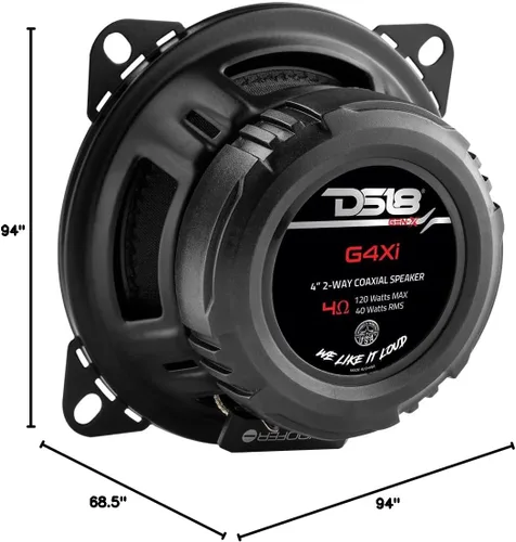 Miniatura 9 de DS18 G4Xi GEN-X - Altavoces coaxiales de 2 vías de 4 pulgadas, 120 vatios de potencia máxima de 4 ohmios con tweeters de cúpula balanceada Mylar