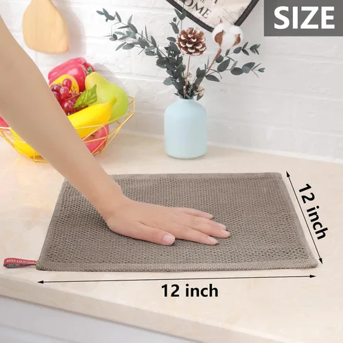Miniatura 476 de Homaxy Trapos de cocina de 100% algodón, tejido de punto gofre, ultrasuaves, absorbentes y de secado rápido, 12 x 12 pulgadas, paquete de 6, blanco