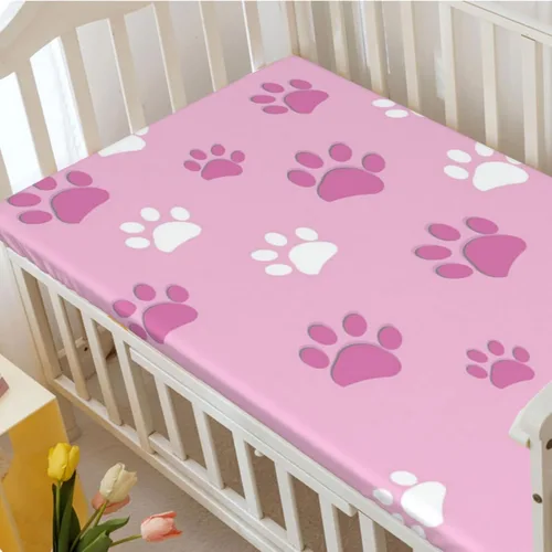 Miniatura 3 de Sábanas bajeras para cuna con temática de Dog Paws, sábanas portátiles para cuna de material ultra suave, ideal para habitación de niños o niñas