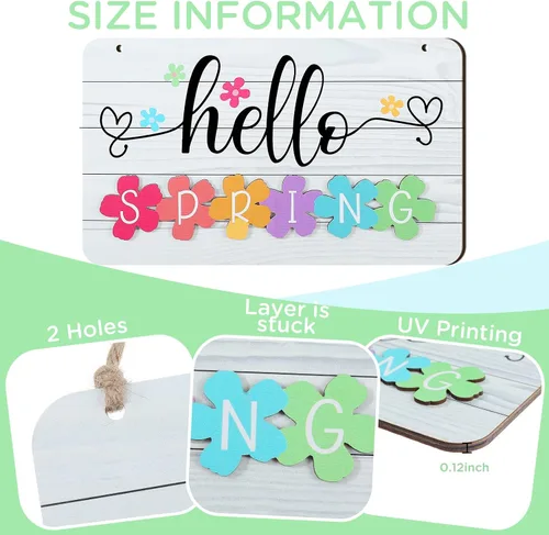 Miniatura 3 de Letrero de verano con texto en inglés «Hello Summer» para puerta delantera, decoración de bienvenida, letrero colgante para puerta de casa de campo