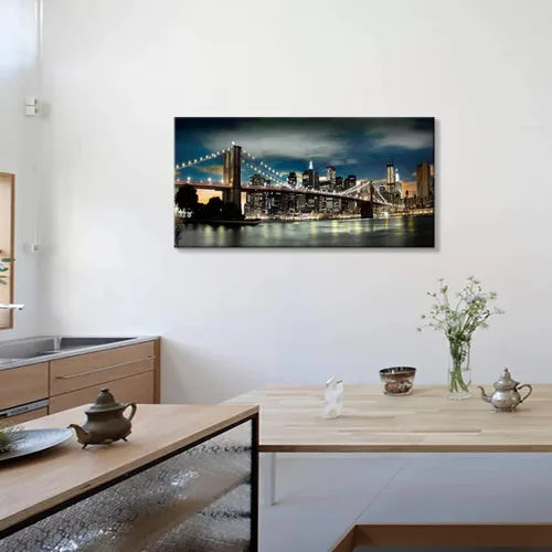 Miniatura 4 de Brooklyn Bridge - Lienzo decorativo para pared, luces y reflejos de horizontes en Nueva York